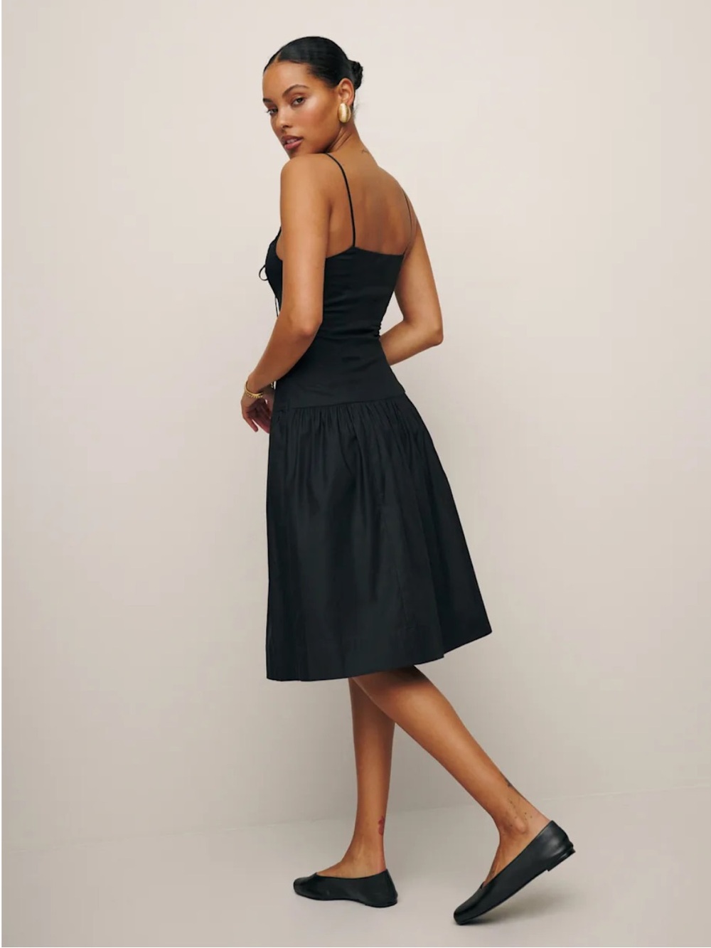 NWT Reformation Black Spaghetti-Strap Midi Dress - Picture 2 of 5